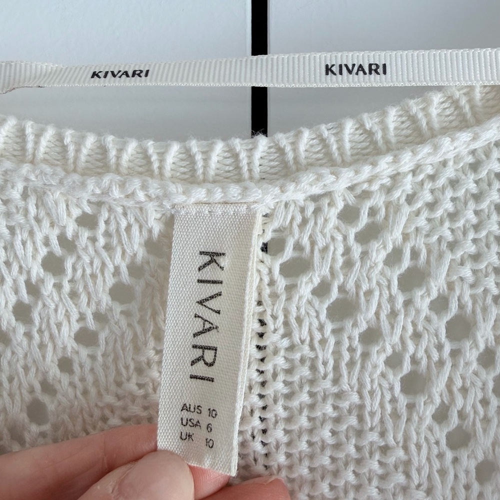 Kivari Samara Knit‎ Dress Cream Maxi Side Slits Women's Size 6 EUC - Picture 9 of 16